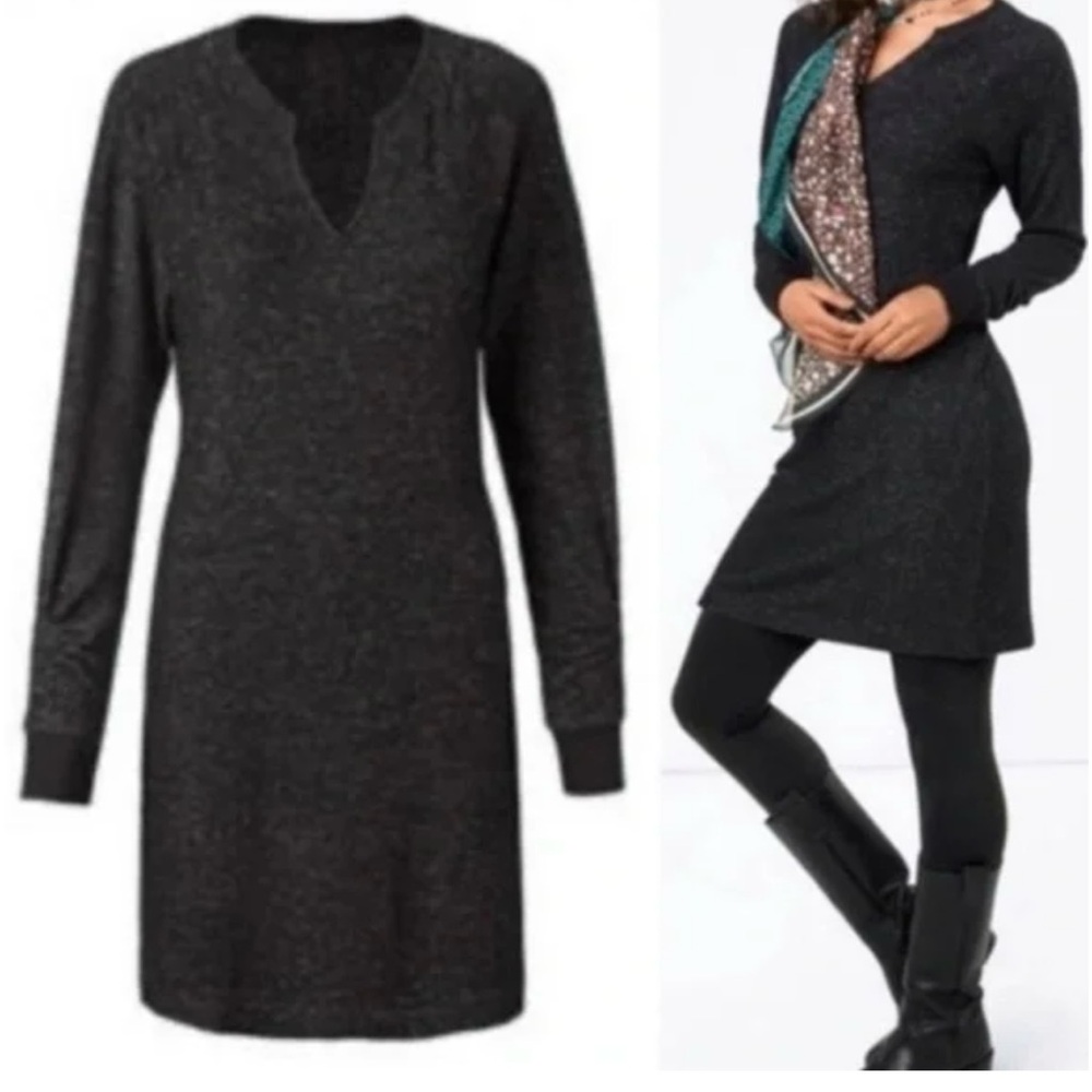 Cabi Womens Sweater 3829 PJ Dress Long Ruched Sleeves Black Heather Size XXS - Picture 1 of 7